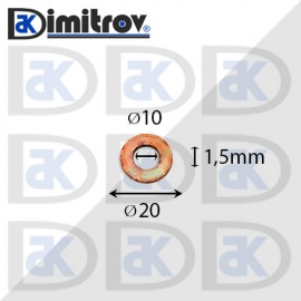 Дифтунга Ø 10 х Ø 20 х 1,5 mm медна